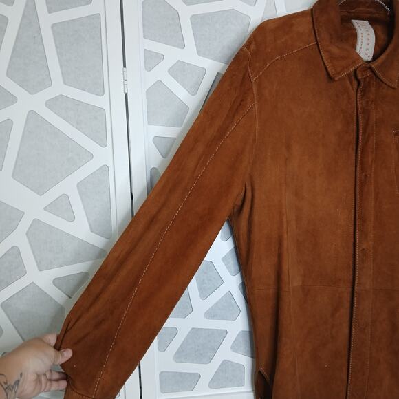 Robert Comstock Endurance Leather Button Down Collared Shirt Men LG Western Boho - Picture 2 of 14